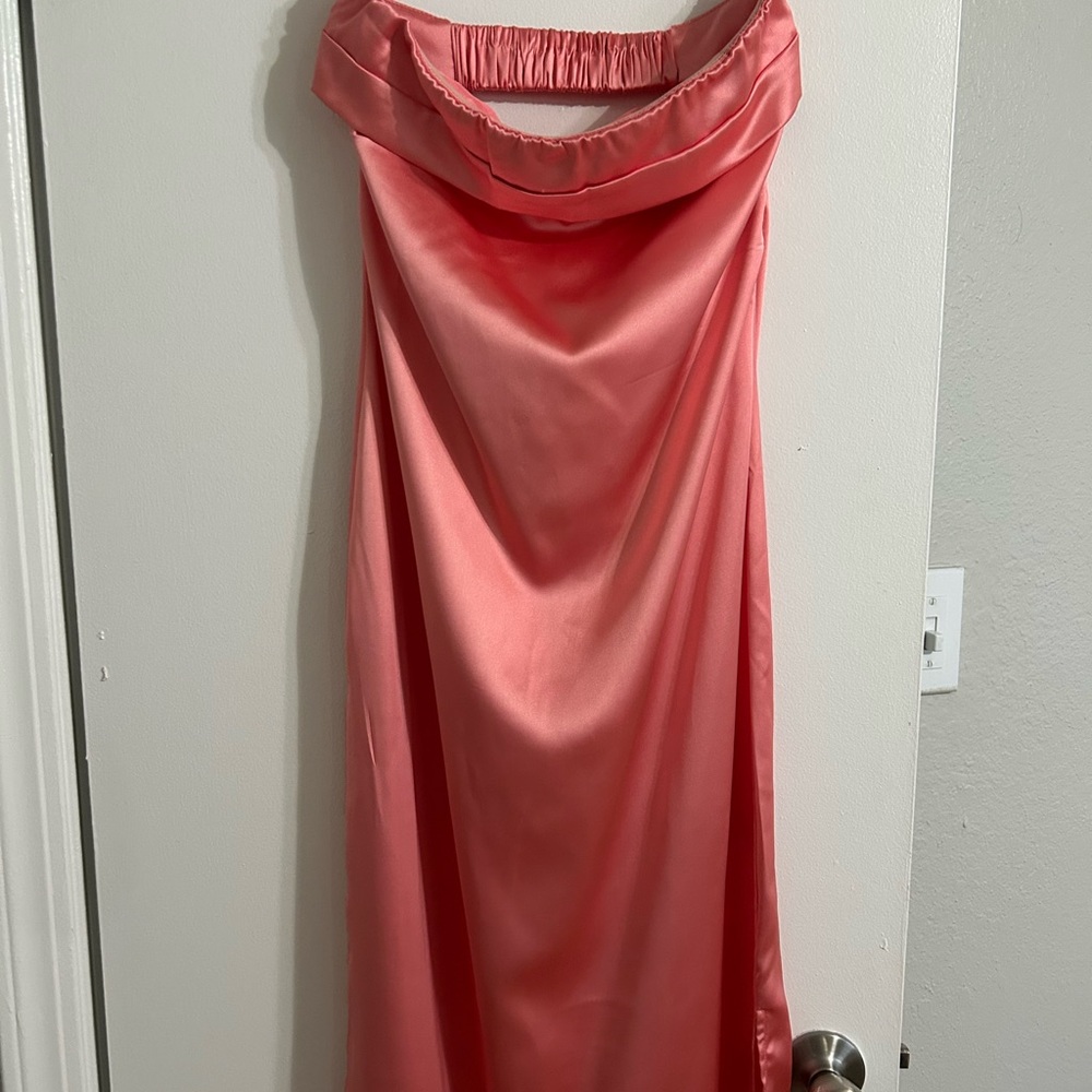Elegant Coral Strapless Dress